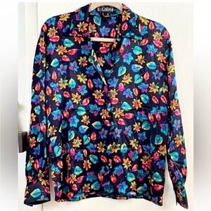 Escada by Margaretha Ley Multicolor Floral Silk Shirt Sz 36 / US 4–6